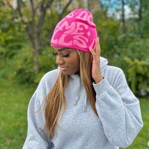 Pink Graphic Beanie